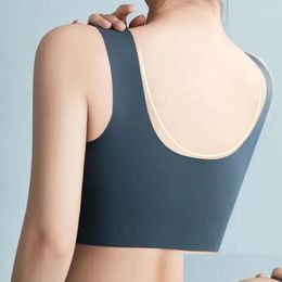 Bras Underwear Comfortable Top Large Size Seamless Yoga Small No Show Steel Vest Ring Sleep Support Womens Fitness Drop Delivery Appar Otxuy