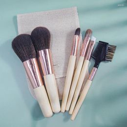 Makeup Brushes 6pcs Mini Red Bamboo Portable Brush Set Soft Hair Loose Powder Blush Eyebrow Korean Cosmetic Women High Appearance