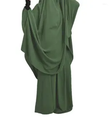 Ethnic Clothing 2PCS Muslim Women Long Khimar Skirt Set Eid Ramadan Islamic Prayer Garment Overhead Niqab Abaya Hijab Dress Burqa Robe