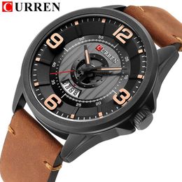 CURREN Men's Watches Top Brand Luxury Fashion Business Date Quartz Wristwatch High Quality Leather Strap Clock Montre Homme274H