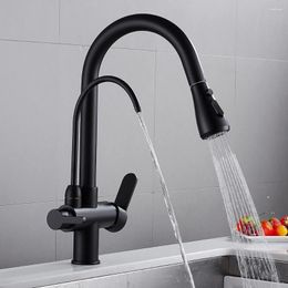 Kitchen Faucets Gourmet Faucet Sink Pure Straight Drinking Full Copper Pull-out And Cold Water Black