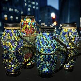 Garden Solar Light Lantern Control Charging Colourful Decorating Mosaic Lamp for Outdoor 231227