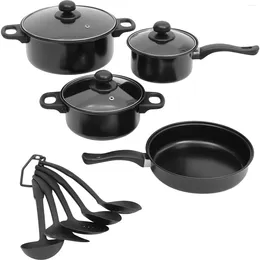 Pans 7 Pcs Cooking Pots Set Cast Iron Pan Nonstick Skillet Kitchen Frying