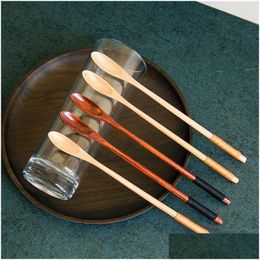 Spoons Wooden Spoons Natural Long Handle Stirring Wood For Drink Dessert Honey Coffee 20Cmx1.3Cm Lx1702 Drop Delivery Home Garden Kitc Dhm1E