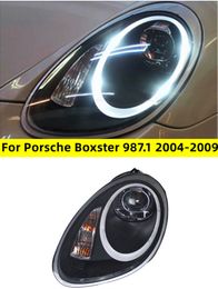 Headlight Assembly For Porsche Head Lamp Boxster 987.1 2004-2009 Cayman Upgrade LED Daytime Running Light Lens