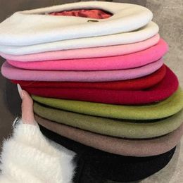 Berets 21 Colors Autumn Winter Wool Hats For Women French Artist Beret Street Painter Hat Girl Female Warm Cap Beanies