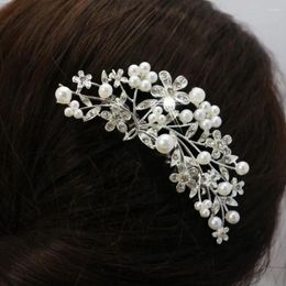 Hair Clips Beautiful Bride Hairdress Flower Comb Leaves Hairpin Elegant Pearl Clip Women Crystal Fashion Jewelry Accessories