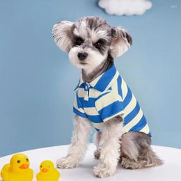 Dog Apparel Summer Polo Shirt For Dogs Puppy Clothes Bichon Frise Chihuahua Stripe Sweatshirt Cooling Vest Small And Medium