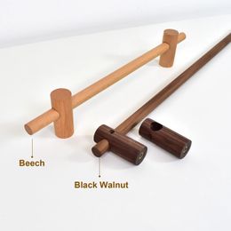 PunchFree Mini Curtain Pole Bedroom Solid Wood Door Rod Sticky Bracket Single Bathroom Towel Rack Clothes Hanger 231227