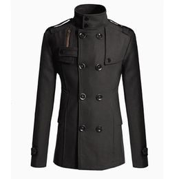 Men's Wool Overcoat Long Suit Men Woolen Windbreaker Man Woollen Coat Outer for Men Casual Wear Brand Mens Clothing 231227