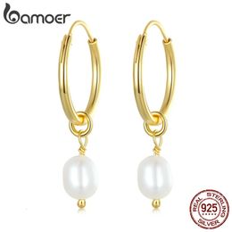 925 Sterling Silver Baroque Irregular Pearl Drop Earrings for Women Plated Gold Bohemian Fine Jewelry Gift 231225