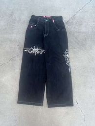 JNCO Y2K Hip Hop Retro Embroidered Baggy Jeans Black Pants Mens Womens New Haruku Gothic High Waist Wide Leg Trousers