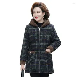 Women's Trench Coats Winter Clothes Granular Velvet Cotton-padded Fashion Long And Middle-aged Warm Hooded Coat In Autumn
