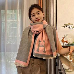 20% OFF scarf Autumn and Winter New Korean Versatile Cashmere Scarf Women's Thickened Air Conditioning Room Warm Double sided Letter Shawl