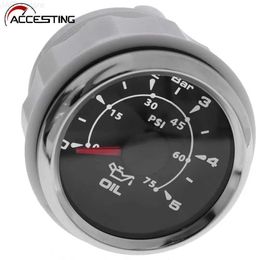 Oil Pressure Gauge 52mm Boat Oil Pressure Gauge 0~10 Bar/ 0~5Bar Waterproof Car Oil Pressure Metre with 8 Colours BacklightL231228L231228