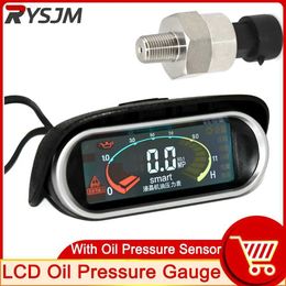 Oil Pressure Gauge HD LCD Truck Car Oil Pressure Gauge 9-36V Digital Fuel Pressure Gauge Racing Parts Engine Oil Press Metre with Sensor 1/8 NNPL231228L231228