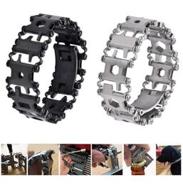 29 in 1 Multifunction Tread Bracelet Outdoor Bolt Driver Tools Kit Travel Friendly Wearable Multitool Stainless Steel Hand Tools Y6019088