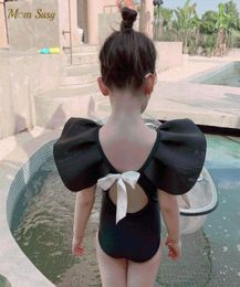 OnePieces Summer Baby Girls Princess Swim Suit Sleeve With Cap Infant Toddler Child Swimwear Bodysuit Kid Swimming Clothing 110Y7595183