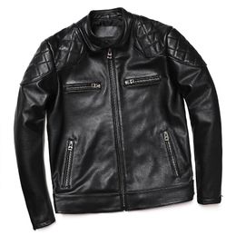 Motocyklowe kurtki skórzane dla mężczyzn w stylu prawdziwa krowica szczupła odzież motocyklowa kurtka mody płaszcza S-5xl 231228