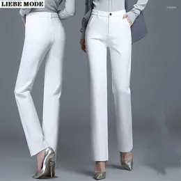 Women's Pants Korean Style White Straight Wide Leg Women Palazzo Trouser High Waist Loose Office Work Womens Bell Bottoms Pantalon Femme