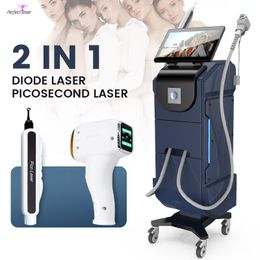 2 in 1 Laser Hair Removal Pico Laser Machine Picosecond Tattoo Laser Treatment Diode Laser Hair Loss Remove Age Spot Birthmark Device for Salon with FDA