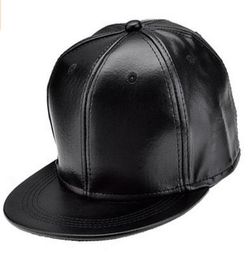 PU Leather Baseball Cap Sport Hats Black Snapback 10pcslot 06058554