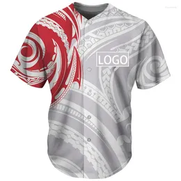 Men's Casual Shirts Fashion Polynesian Tattoo Custom Name 3D Print Baseball Jersey Unisex Harajuku Street Leisure Sports Short Sleeve Top