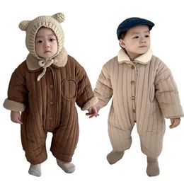 Autumn Winter Baby Romper Thicken Lamb Wool Boys Jumpsuit Double Sided Clothes for Kids Korean Toddler Infant Onesies 231227