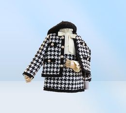 2021 New Spring Autumn Girls Clothing Sets Plaid Coat+Skirt 2pcs Set Kids Suit Child Outfits2868865