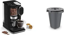 Conical Burr Grind & Brew Single-Serve Coffeemaker Black HomeBarista Reusable Philtre Cup Grey