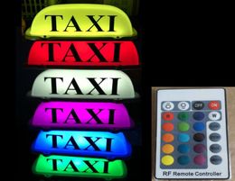 DIY LED TAXI Cab Sign Roof Top Car Super Bright Light Remote Color Change Rechargeable Battery for TAXI Drivers3356147