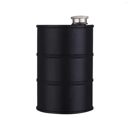 Hip Flasks 500ml Liquor Flask Leakproof Oil Drum Shape Black Flagon Bar Storage Whiskey Drink Circular Wine Pot Outdoor Stainless Steel