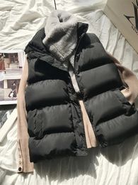 Frauen Winter warme Baumwolle gepolsterte Pufferweste ärmellose Parkas Jacke 231227