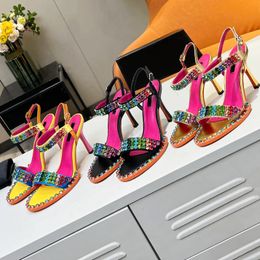 Rene caovilla Sandals platform heels Designer shoes Cashmere Golden Entwine ones heel snake shaped rhinestone womens shoe 12.5CM stiletto Designer Sandal