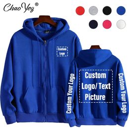 Your Own Design Brand /Picture Personalized Custom Men Women Text DIY Zip Hoodies Sweatshirt Casual Hoody Clothing Fashion 231228