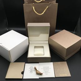 High Quality Square Paper Watch Box booklets Papers Silk Ribbon Gift Bag Champagne Watch Boxes Case251F
