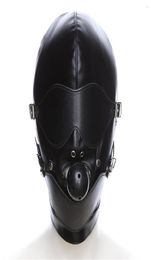 Party Masks Erotic Mask Cosplay Fetish Bondage Headgear With Mouth Ball Gag BDSM Leather Hood For Men Adult Games Sex SM2642134