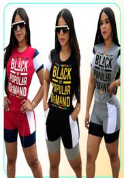 BLACK BY POPULAR DEMAND sleep lounge Women Tracksuit Short Sleeves T Shirt Shorts Two Pieces Sets Outfits Fashion Casual Sport Sui8928374