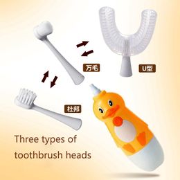 U Type Electric Toothbrush Wholesale Cartoon Intelligent Automatic Whitening deep clean Electric Toothbrush For Kids Children Oral Hygiene With 3 Brush Heads