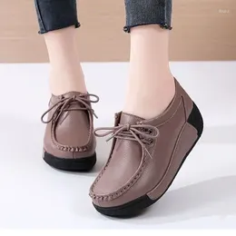 Dress Shoes Women Flats Platform Fashionable And Breathable Genuine Leather Sneakers Casual Ladies