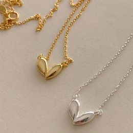 Pendant Necklaces Minar Unique Design Small Irregular Love Heart Necklace For Women Girls Gold Silver Colour Thin Chain Jewelry260x