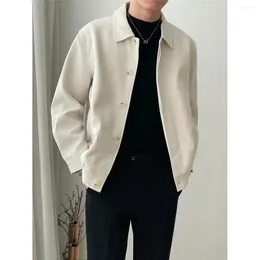 Men's Jackets 2023 Solid Jacket Korean Fashion Casual Spring Autumn Street Male Coat Smart Turn Down Collar Coats C9