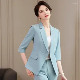 Women's Two Piece Pants Sprinng Summer Elegant Women Business Suits With And Jackets Coat OL Styles Professional Work Wear Blazers Set