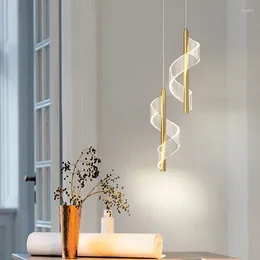 Pendant Lamps Modern Minimalist Fashionable Golden Chandelier Living Room Bedroom Study El Corridor Metal Acrylic LED Decorative Light