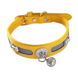 Dog Collars Safe Walking Accessories Reflective Pet Collar With Bell Adjustable Size Comfortable Wear For Running Dogs Bone Decoration