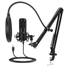 Metal USB Microphone Condenser Recording D80 Mic with Stand for Computer Laptop PC Karaoke Studio 231228