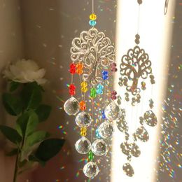 Sun Catcher Crystal Hanging Glass Prisms Suncatcher Wind Pendants Light Chimes for Window Outdoor Garden Decoration 231227