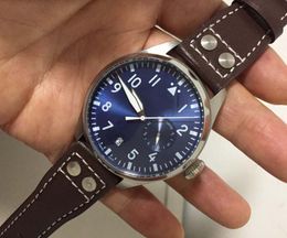 Topselling 3 Style big-pilot men Wristwatches 46 mm blue Dial Power Reserve Movement Auto Date original buckle leather strap I-W329303 Super Quality Men's watches