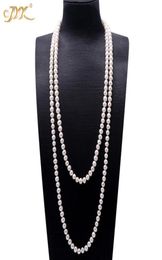 JYX Pearl Sweater Necklaces Long Round Natural White 89mm Natural Freshwater Pearl Necklace Endless charm necklace 328 2011048581847