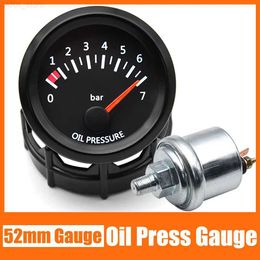 Oil Pressure Gauge 52mm Oil Pressure Gauge Universal 12V 0-7Bar Auto Car Oil Press Gauge LED Metre with Sensor For Racing Gauge Black HolderL231228L231228